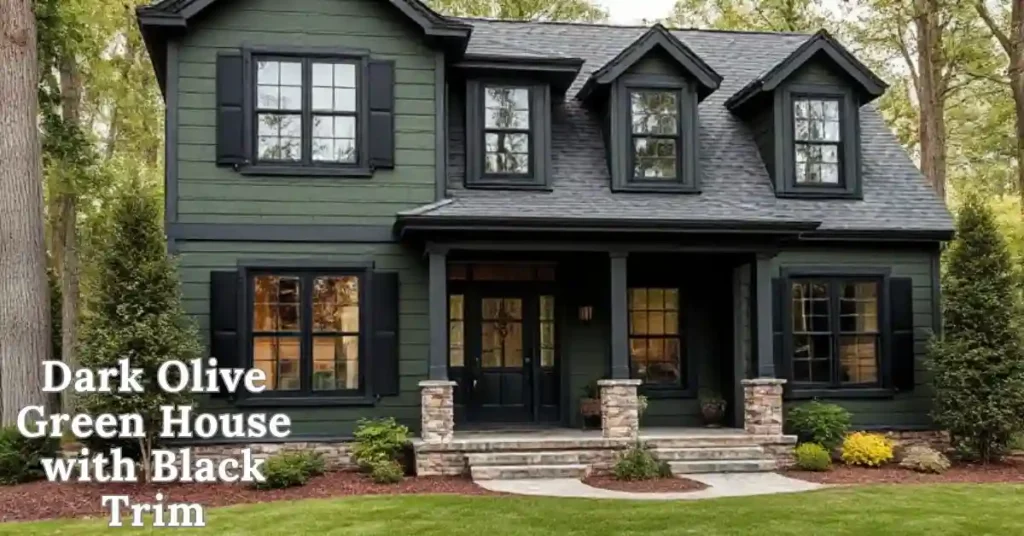 Dark Olive Green House with Black Trim