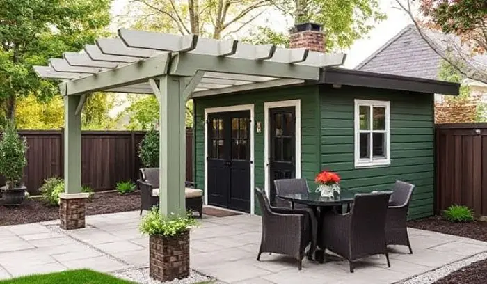 Dark Olive Green House with Black Trim